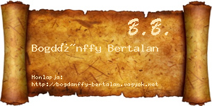 Bogdánffy Bertalan névjegykártya